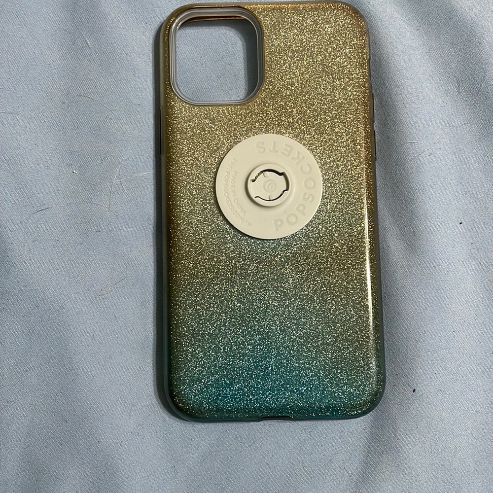 Glitter ombré iPhone 11 Pro with pop socket holder.